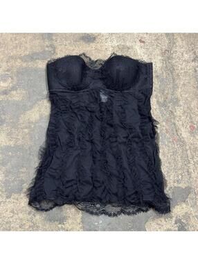 Vintage Black Intimissimi Tiered Lace Corset Top 36C